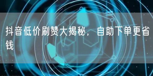 抖音低价刷赞大揭秘，自助下单更省钱