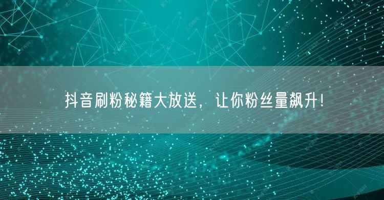 抖音刷粉秘籍大放送，让你粉丝量飙升！