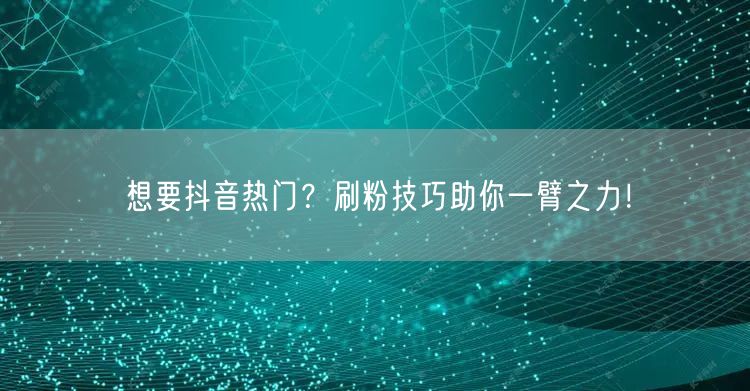 想要抖音热门？刷粉技巧助你一臂之力！
