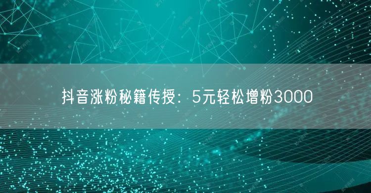 抖音涨粉秘籍传授：5元轻松增粉3000