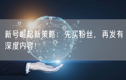 新号崛起新策略：先买粉丝，再发有深度内容！