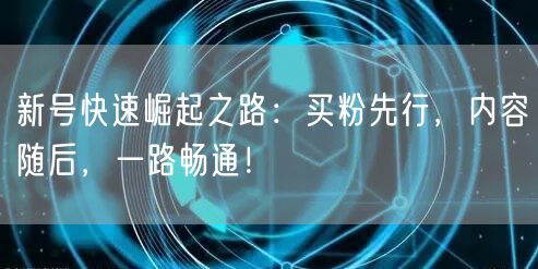 新号快速崛起之路：买粉先行，内容随后，一路畅通！