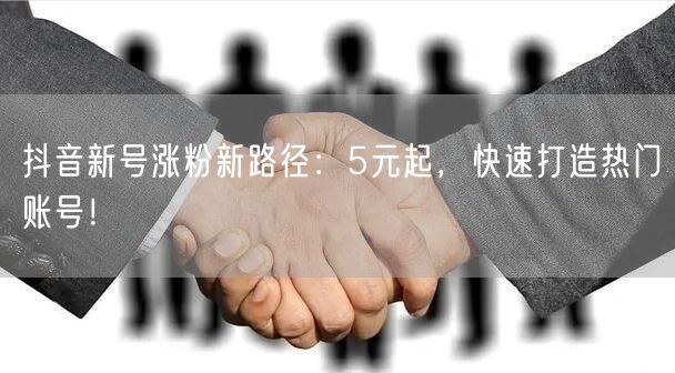 抖音新号涨粉新路径：5元起，快速打造热门账号！