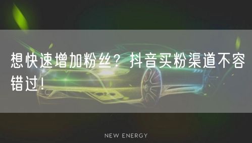 想快速增加粉丝？抖音买粉渠道不容错过！