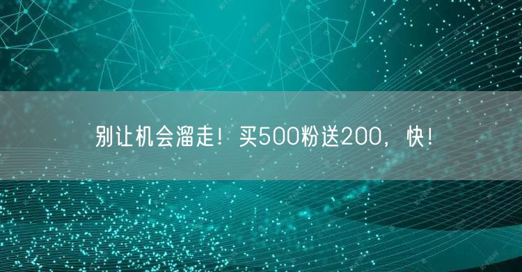 别让机会溜走！买500粉送200，快！
