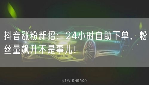 抖音涨粉新招：24小时自助下单，粉丝量飙升不是事儿！