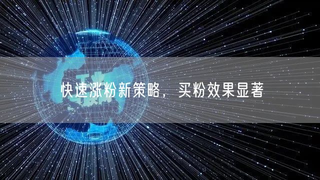 快速涨粉新策略，买粉效果显著