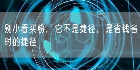 别小看买粉，它不是捷径，是省钱省时的捷径