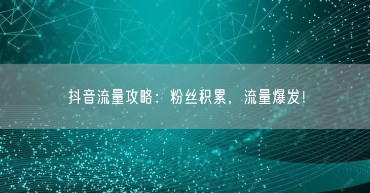 抖音流量攻略：粉丝积累，流量爆发！