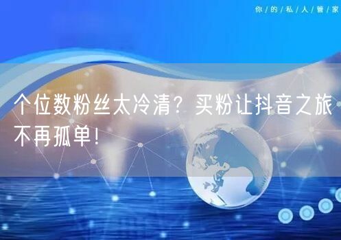 个位数粉丝太冷清？买粉让抖音之旅不再孤单！