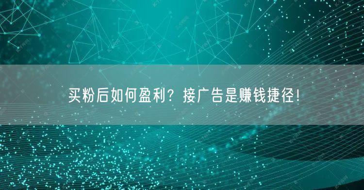 买粉后如何盈利？接广告是赚钱捷径！