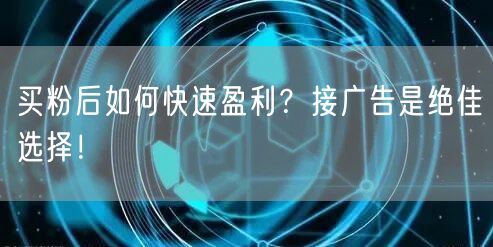买粉后如何快速盈利？接广告是绝佳选择！