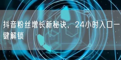 抖音粉丝增长新秘诀，24小时入口一键解锁