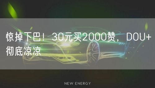 惊掉下巴！30元买2000赞，DOU+彻底凉凉