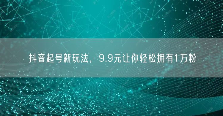 抖音起号新玩法，9.9元让你轻松拥有1万粉