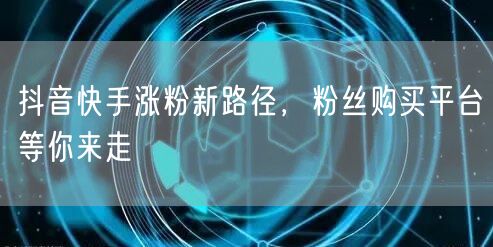 抖音快手涨粉新路径，粉丝购买平台等你来走
