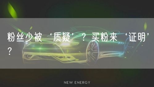 粉丝少被‘质疑’？买粉来‘证明’？