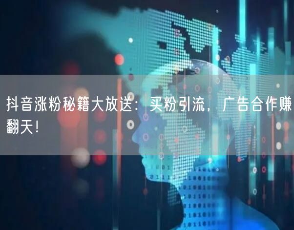 抖音涨粉秘籍大放送：买粉引流，广告合作赚