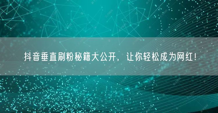 抖音垂直刷粉秘籍大公开，让你轻松成为网红！