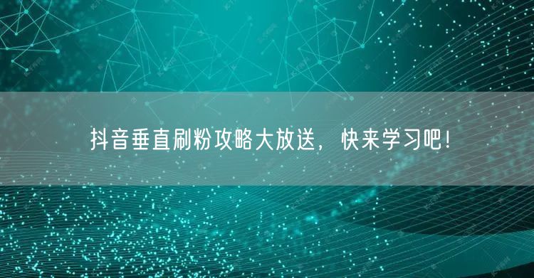 抖音垂直刷粉攻略大放送，快来学习吧！