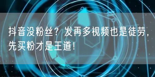 抖音没粉丝？发再多视频也是徒劳，先买粉才是王道！