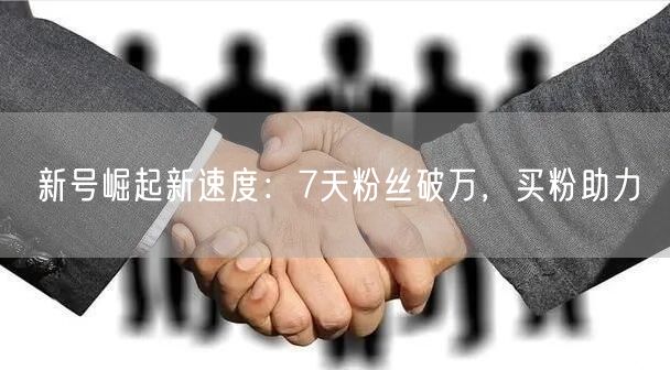新号崛起新速度：7天粉丝破万，买粉助力