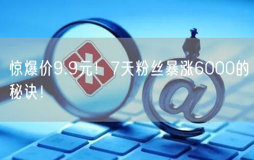 惊爆价9.9元！7天粉丝暴涨6000的秘诀！