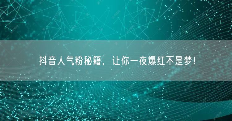 抖音人气粉秘籍，让你一夜爆红不是梦！