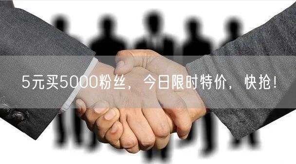 5元买5000粉丝，今日限时特价，快抢！