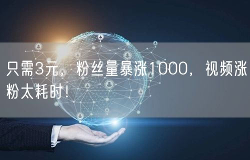 只需3元，粉丝量暴涨1000，视频涨粉太耗时！