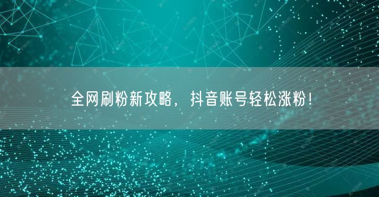 全网刷粉新攻略，抖音账号轻松涨粉！