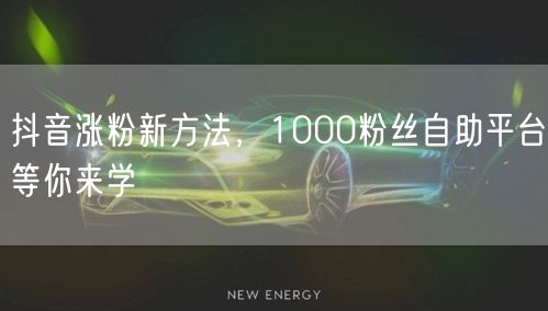 抖音涨粉新方法，1000粉丝自助平台等你来学