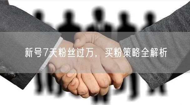新号7天粉丝过万，买粉策略全解析