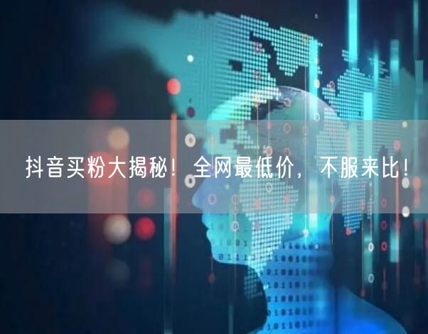 抖音买粉大揭秘！全网最低价，不服来比！