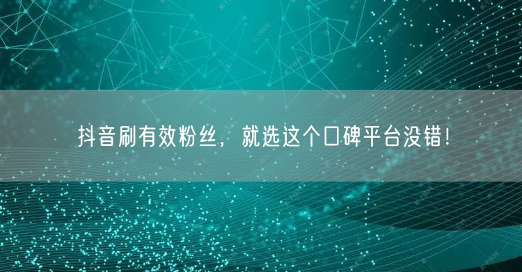 抖音刷有效粉丝，就选这个口碑平台没错！
