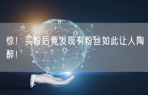 惊！买粉后竟发现有粉丝如此让人陶醉！