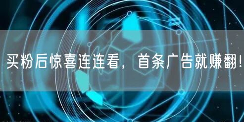 买粉后惊喜连连看，首条广告就赚翻！