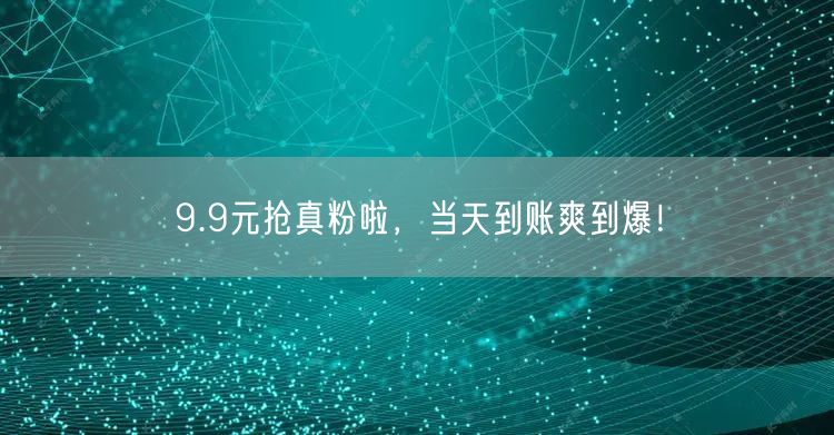 9.9元抢真粉啦，当天到账爽到爆！