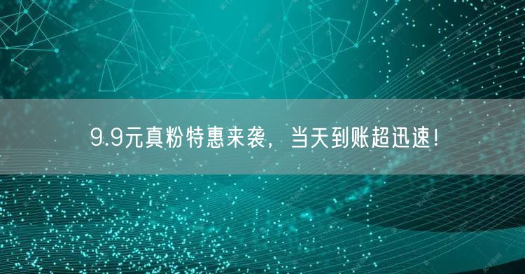 9.9元真粉特惠来袭，当天到账超迅速！