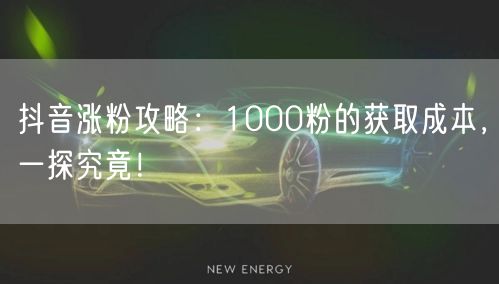 抖音涨粉攻略：1000粉的获取成本，一探究竟！