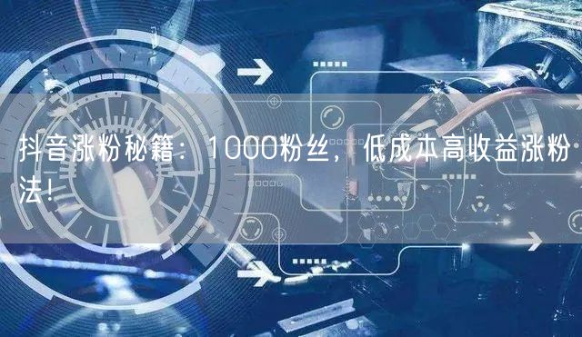 抖音涨粉秘籍：1000粉丝，低成本高收益涨粉法！