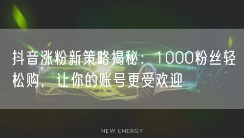 抖音涨粉新策略揭秘：1000粉丝轻松购，让你的账号更受欢迎