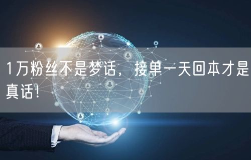 1万粉丝不是梦话，接单一天回本才是真话！