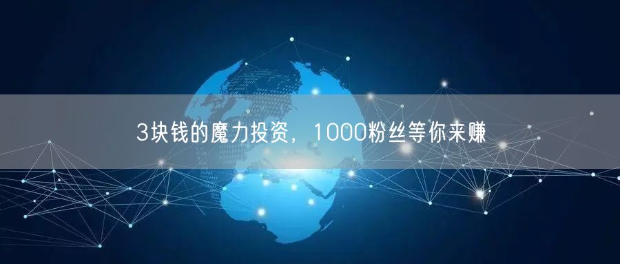 3块钱的魔力投资，1000粉丝等你来赚