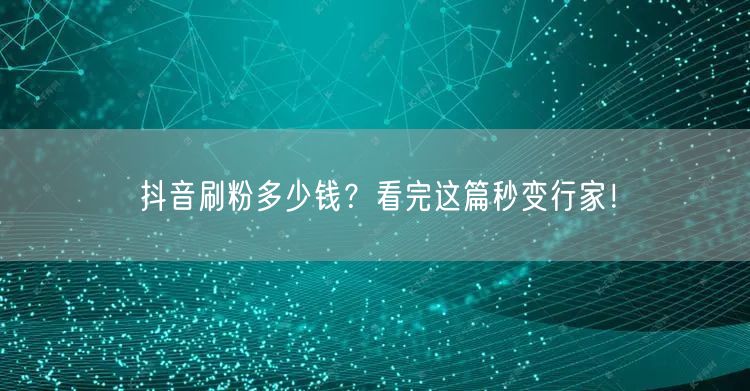 抖音刷粉多少钱？看完这篇秒变行家！