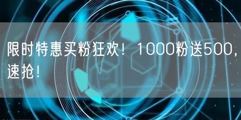 限时特惠买粉狂欢！1000粉送500，速抢！