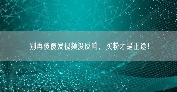别再傻傻发视频没反响，买粉才是正途！
