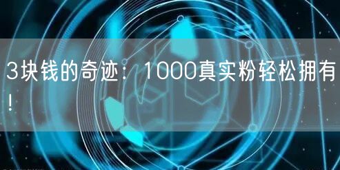 3块钱的奇迹：1000真实粉轻松拥有！