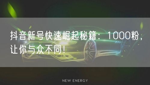 抖音新号快速崛起秘籍：1000粉，让你与众不同！