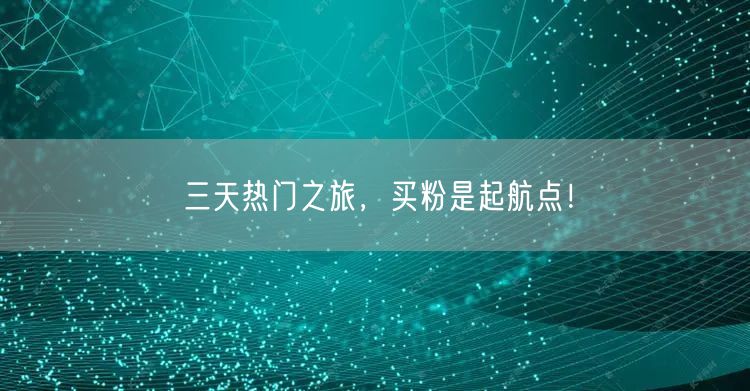 三天热门之旅,买粉是起航点!